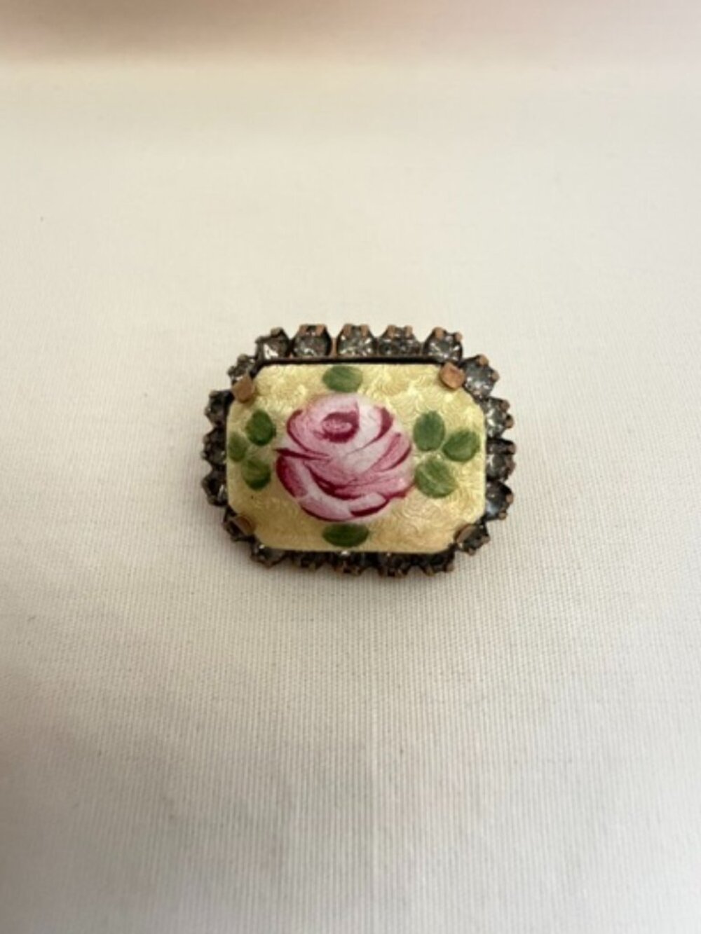 Vintage Yellow Pink Rose Brooch Pin